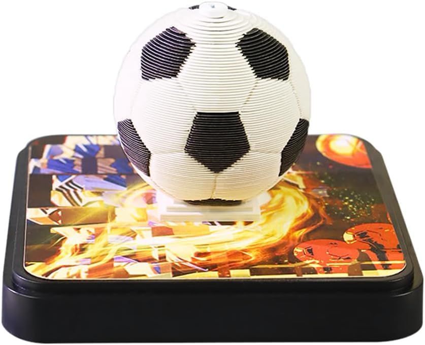 3D Notepad, 3D Calendar Tear Off 2025, 2025 Desk Calendar Notepad with Light, Paper Sculpture Desktop Ornament (Football without Light)