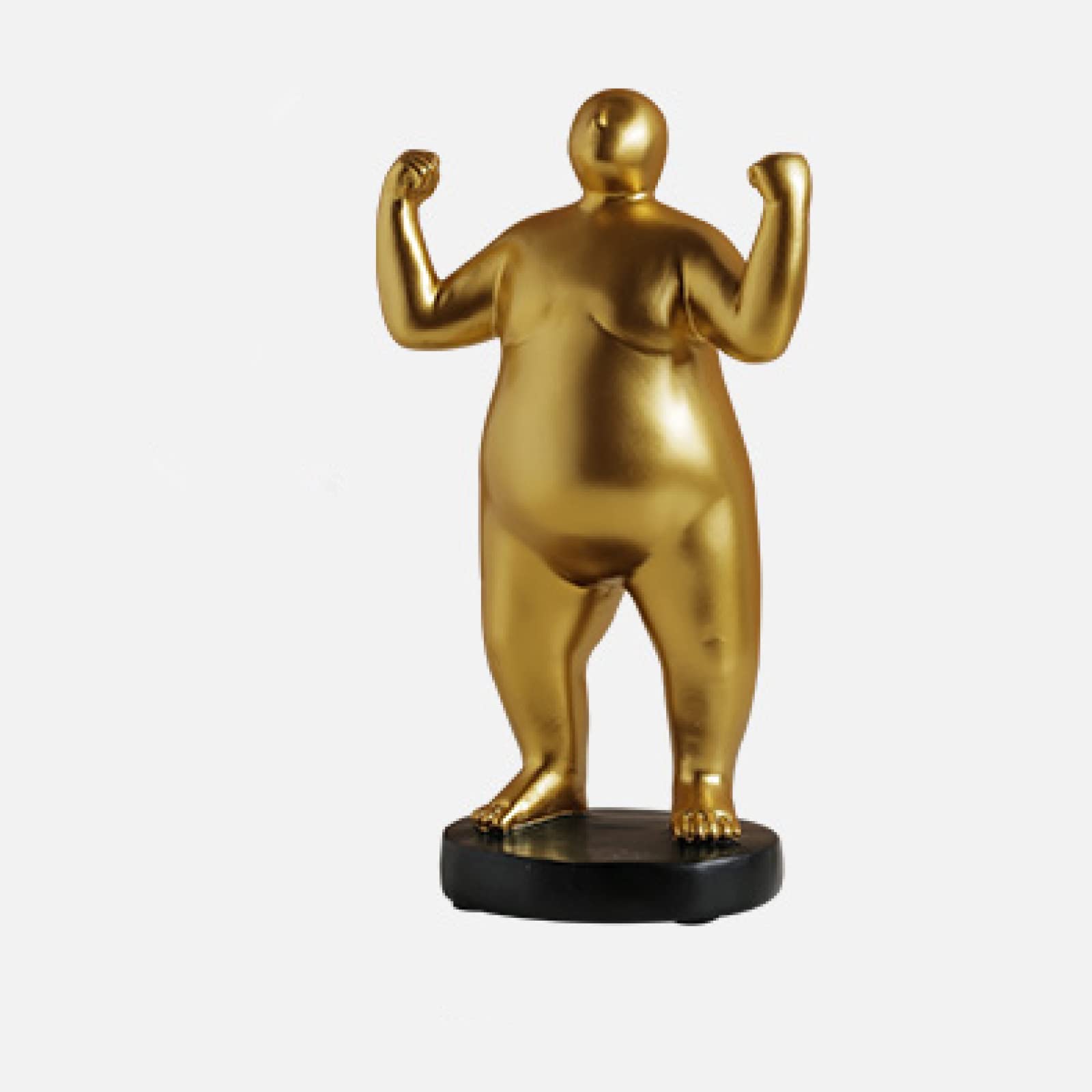 Statue d'homme gros doré sur casier à vin pour un bureau ou salon moderne