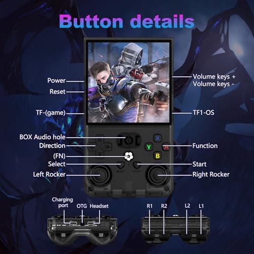 Image of R36MAX Retro Handheld Game Console, 4.0'' 720x720 IPS Screen, Built-in 18,000+ Classic Game, Portable Hand Held Open Source Linux System, 4000mAh Battery Retro Gaming Console(Transparent Black 61GB)