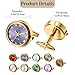 OIDEA Watch Cufflinks for Men: Fashion Round Analog Quartz Real Working Watch Cufflinks Pair Business Dress Roman Numerals Watch Cuff Links Gift for Him, Gold Case Blue Dial