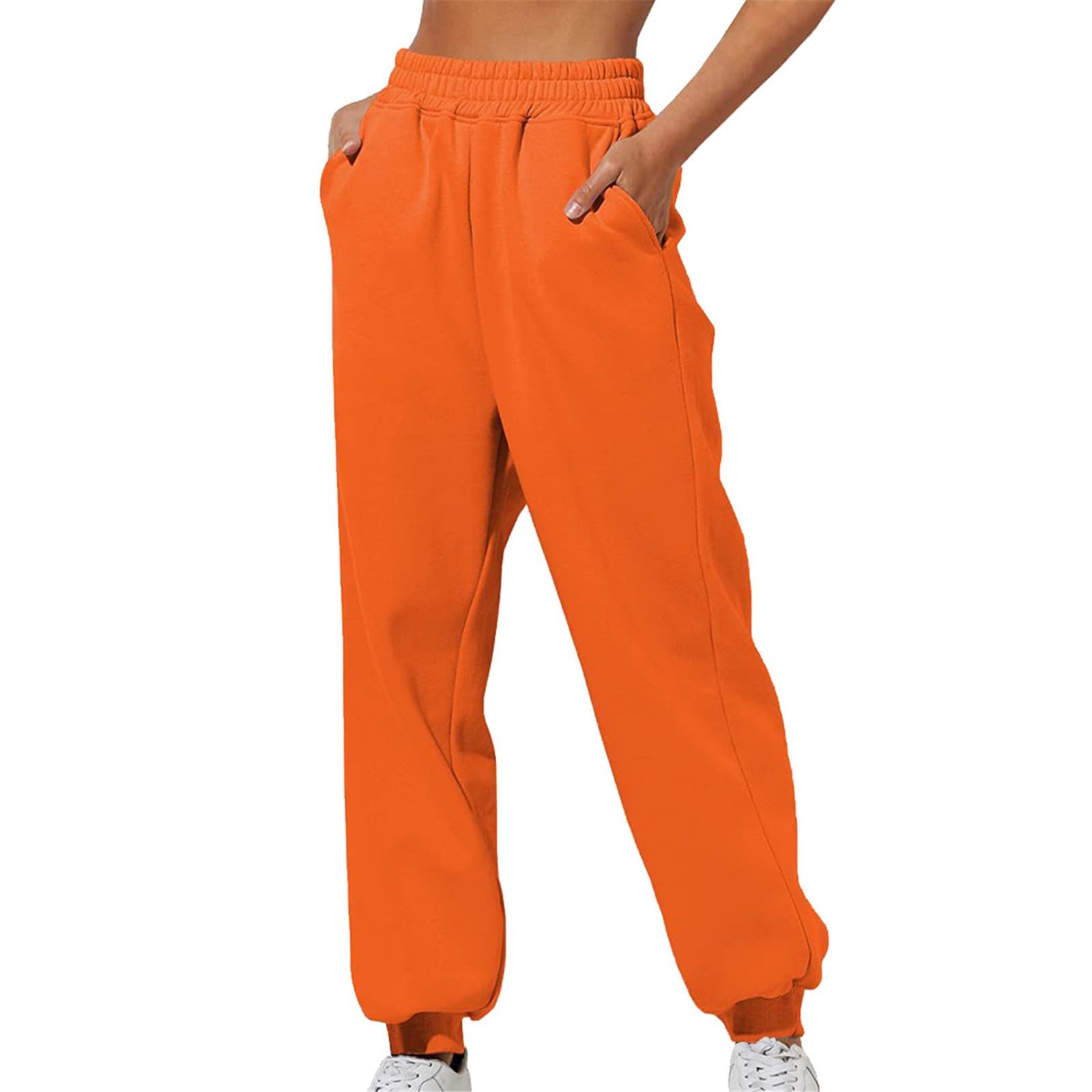 Pantaloni da jogging da donna a gamba larga con tasche in vita elasticizzata in vita pantaloni lunghi svasati da corsa allenamento gamba dritta tuta Activewear yoga sport palestra pantaloni della tuta