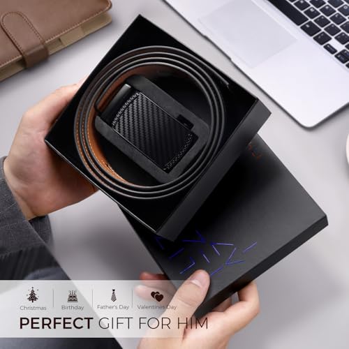 Image of Zitahli Belt Men,Leather Ratchet Belt for Men Dress Casual Every Day with Adjustable Buckle,Trim to Fit For Gift