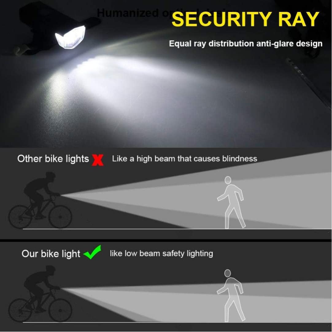 Luce Anteriore in Bicicletta, Faro Bici da Bici 300 lumens Faro Bici Ricaricabile USB con 3 modalità Bianca da Fuoco in Bicicletta Bianca