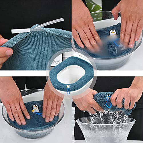 Sykerout 4 Stück WC-Sitzwärmer, waschbar wc sitzwärmer weiche toilettenkissen, WC Sitzbezüge, toilettensitzbezug Toiletten, die für die meisten Familien geeignet sind, bequem für Damen und Mütter usw… – Bild 7