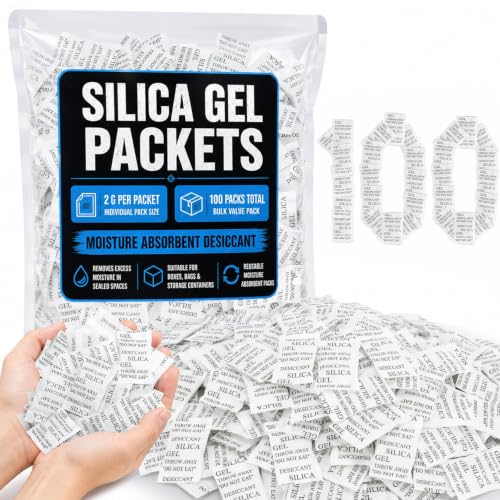 Sukh 100PCS Silica Gel Packets - 2g Desiccant Beads Moisture Absorbers