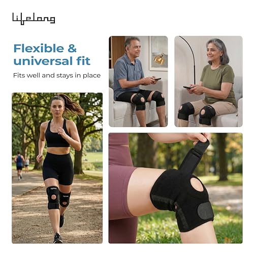 Image of Lifelong Knee Cap Open Patella for Pain Relief and Support, Arthritis & Sports | Anti-Slip Knee Brace Compression Sleeve with Adjustable Fit | Patella Cap with Joint Support for Men & Women (LLOKS60)