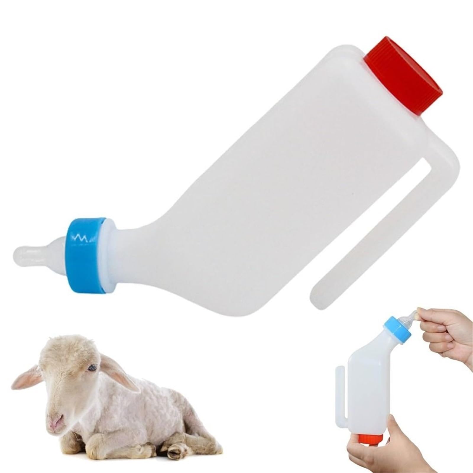 Butelki do karmienia jagniąt, Wisząca butelka do karmienia jagnięciny ze skalą 500/800 ml Miękki smoczek dla owiec(800ml)