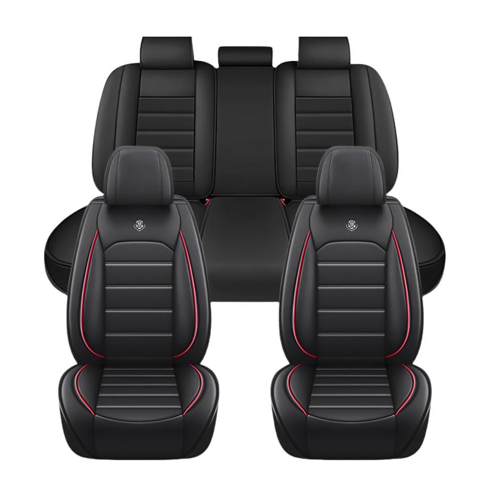 for Chevrolet Colorado 2004-2026 Seat Covers,Waterproof,Abrasion-Resistant PU Leather Full Set Seat Cover(Black&Red)