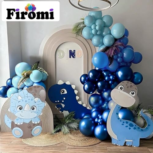 Image of Firomi Metallic Chrome Blue Balloons Set 12-inch 70 pack (with 2 Ribbons)