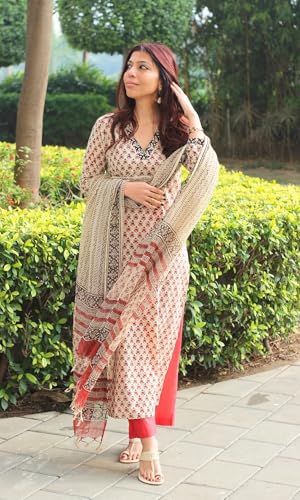 Image of LookMark Women's Viscose Rayon Kurta Set with Dupatta, Traditional Ethnic Wear
