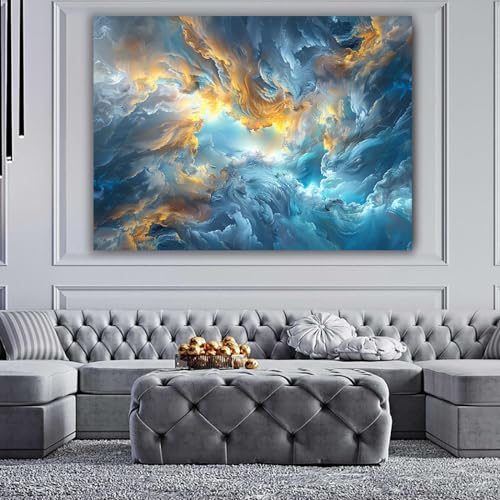 Lienzo de arte abstracto de nubes con acabado enmarcado premium 3