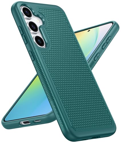 Image of FNTCASE for Samsung Galaxy S24 Case: Dual Layer Heavy Duty Cell Phone Protective Cover Shockproof Rugged with Non-Slip Textured - Military Drop Protection Bumper Tough - 2024, 6.2inch Green