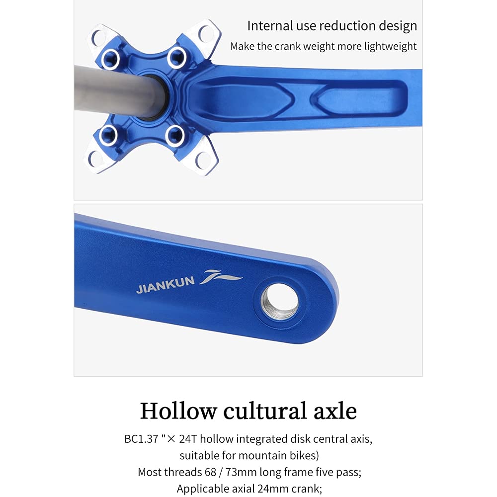 104 BCD Mountain Bike Guarnitura singola velocità, 170 mm MTB Square conico guarnitura di ricambio per pedivella bicicletta Set (blu)