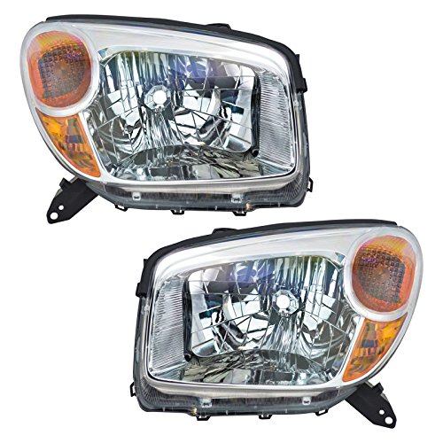 Image of TRQ Headlight Assembly Set TO2518103 TO2519103 Compatible with 2004-2005 Toyota RAV4