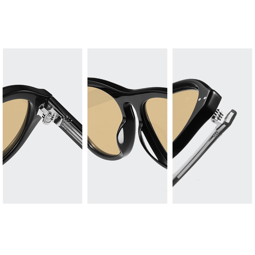 Occhiali da sole ovali con montatura in acetato e lenti spesse in nylon, alla moda con protezione UV400.
