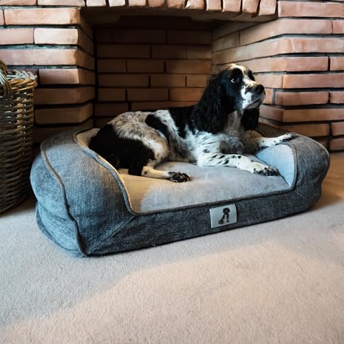 allpetsolutions Duke Dog Bed Luxury Memory Foam Orthopaedic Washable Large Grey Sofa Dog Bed - 88 x 70 x 22cm - with Removable Cover & Non Slip Bottom - Image 6