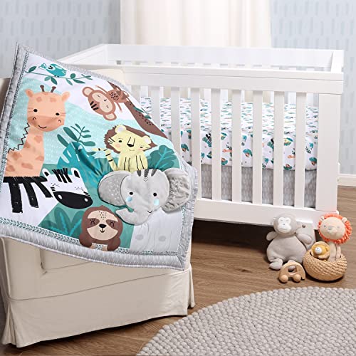 The Peanutshell Crib Bedding Set, Safari Animals, 3 Piece Crib Set #TOP6
