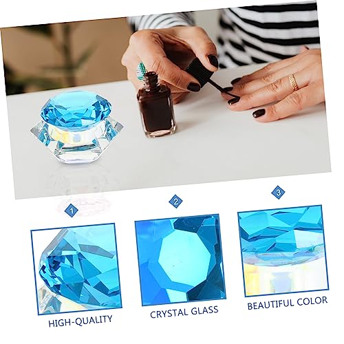 Taza de cristal octagonal con tapa para mezcla de líquidos de uñas miniatura 6