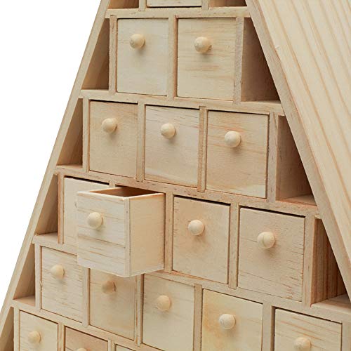 Christmas Tree Wooden Advent Calendar 15 X 13 Inch, Pack Of 1 Christmas Advent Calendar With 24 Empty Drawers For Diy, By Woodpeckers #TOP3