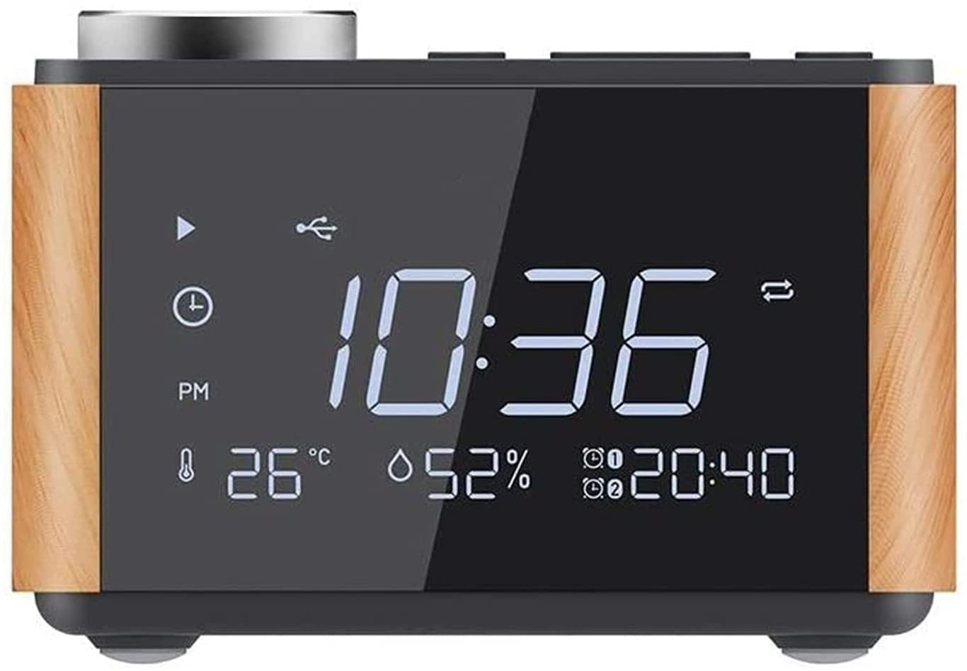 SMSOM Alarm Clock Digital Alarm Clock LED Alarm Clock with USB Charger Dual Alarm Dimmable Display - Wall