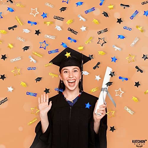 Image of KatchOn, Congrats Grad Graduation Confetti Class of 2026 - Pack of 1300 | Black, Silver, Blue and Gold Confetti for Class of 2026 Decorations | Graduation Decorations 2026