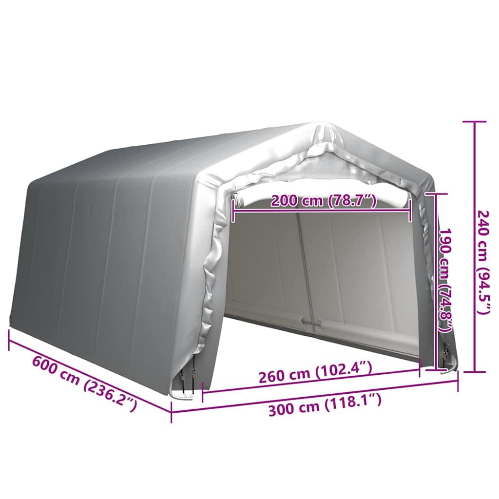 Tienda de almacenamiento 300x600 cm Acero Gris PE Impermeable