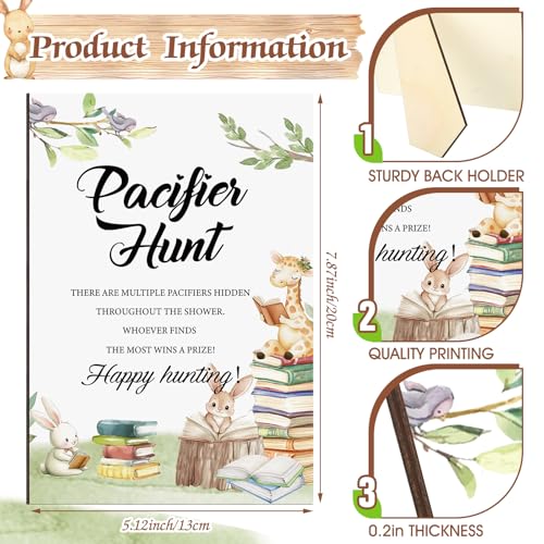 Image of Thyle 51 Pcs Storybook Pacifier Hunt Baby Shower Games a New Chapter Will Soon Begin Baby Shower Game Decoration Include Hunt Sign and 50 Acrylic Pacifiers Gift Sets for Gender Reveal Party Decor