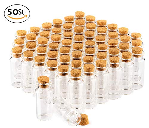 YVSoo 5 Unidades Mini Potitos biberones 40 ML Botellas de Cristal con Corchos para para pequeñas muestras, Purpurina, Arena, Sal, o similares hineinzufüllen