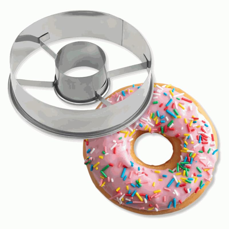 Molde donut, Molde para rosquillas, Cortador de donuts, Aro para donuts, Molde para bagels, Diámetro Exterior de 10 cm, Diámetro Interno de 3.5 cm, Altura 2.4 cm, Acero inoxidable