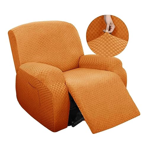 Funda para sillón de 1/2/3 plazas, elástica, jacquard, lavable, con bolsillo lateral, color naranja