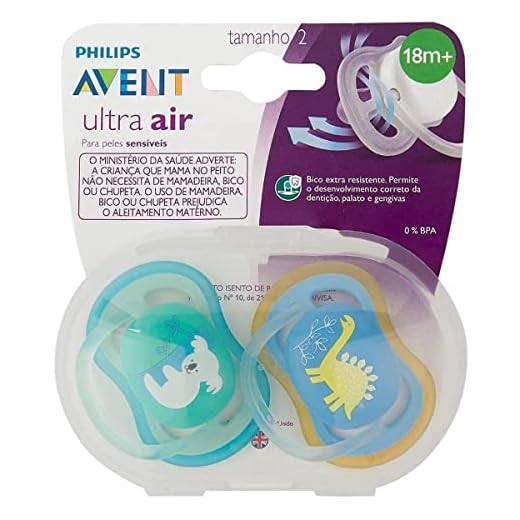 Kit 2 Chupetas Ultra Air Bico Silicone 18m+ Azul/Verde Avent