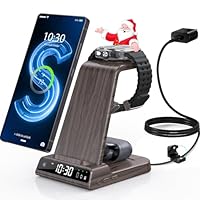 Wireless Charging Station for Samsung Galaxy S25 Ultra, 3 in 1 Wireless Charger Compatible with iPhone 15/16 Pro Max/Fold 7, Charger Stand for Galaxy Watch 8/7/Ultra/6/5, Buds (Only for Samsung Watch)