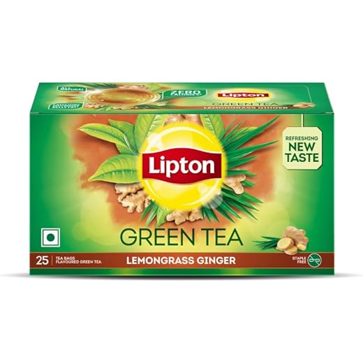 Lipton Lemongrass Ginger I 25 Tea Bags I Tasty Green Tea I R