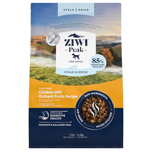 ZIWI Peak Steam & Dried Käfigfreies Huhn mit Obstgartenfrüchten, 3,2 kg – proteinreiches, getreidefreies Hundefutter trocken, rohes Hundefutter Alternative