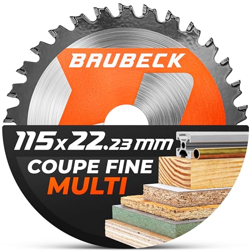 BAUBECK Disque bois flexible 115 mm, 36T, 1,9 mm – coupe dans le bois, aluminium & métal, lame pour meuleuse d’angle 115, lame 115 mm pour meuleuse...
