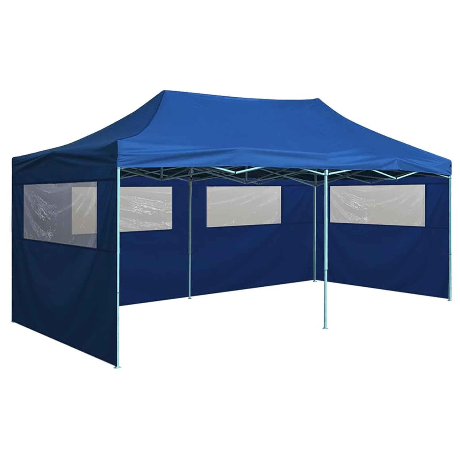 Profi-Partyzelt Faltbar mit 4 Seitenwänden, LAPOOH Party Deko, Festzelt, Pavillon, Garden Decoration, Canopy Tent, Lagerzelt, Gartenpavillon, 3×6m Stahl Blau