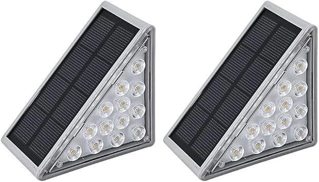 LED Solar Step Lights, Waterproof Outdoor Stair Lights, Porch Deck Lights Outdoor Decor Solar Decoration Lights for Yard, Patio, Garden,Warm Light