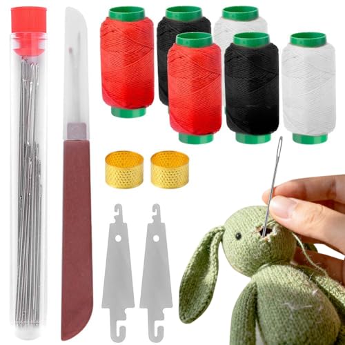 37 Sewing Tool Set, Nähzubehör, Nähset Grundausstattung Mit 2 Nadeleinfädler, 1 Nahtverbinder 25 Stahlnadeln Und 6 Fäden Sowie 2 Sicherheitsnadeln, Geeignet für Reisende, Anfänger, Notfall, Heimwerker