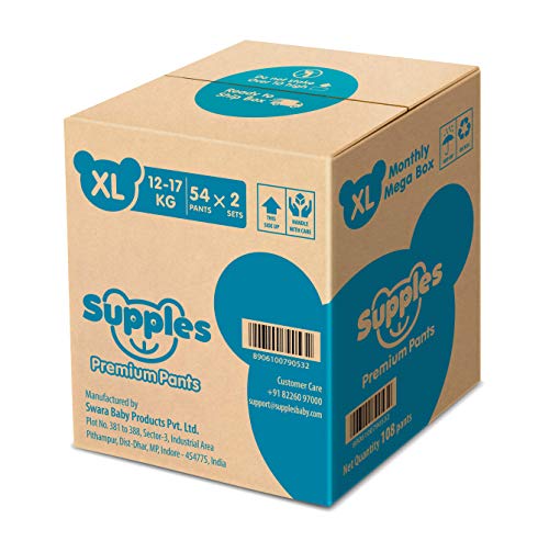Image of Supples Baby Diaper Pants, Monthly Mega-Box, X-Large, 108 Count&Supples Baby Diaper Pants, Monthly Mega-Box, Small, 156 Count