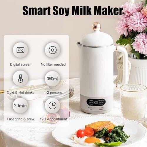 Nussmilchbereiter mit Selbstreinigungs- und Warmhaltefunktion, 480 ml Fassungsvermögen für hausgemachte Soja, Mandel, Hafermilch und pflanzliche Getränke