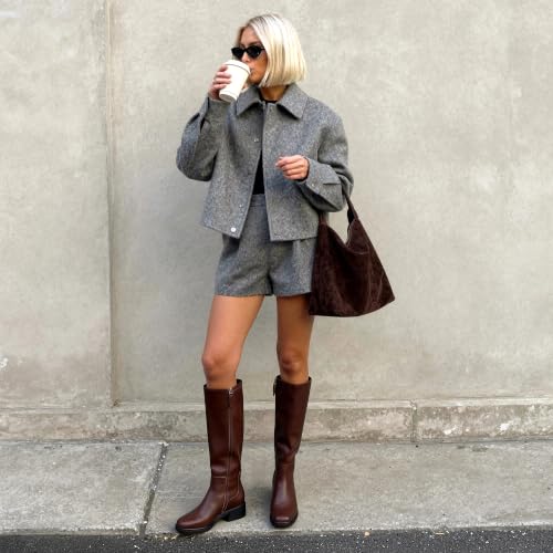 Image of DREAM PAIRS Women's Knee High Boots | Square Toe Low Block Heel Casual Comfort Riding Long Boots with Side Zipper