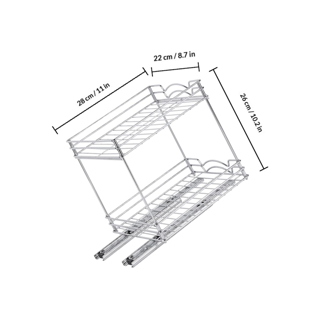 ifundom Estante de Especias Extraíble de Metal Cromado de 9 Pulgadas, Organizador de Condimentos de Doble Capa Desmontable para Cocina, Soporte para Almacenamiento Compacto de Frascos