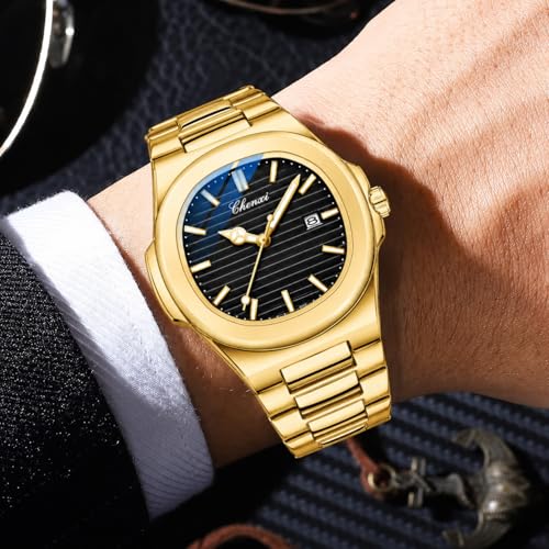 Image of Gosasa Fashion Men's Watches Date Business Watch Stainless Steel Luxury Style Luminous Quartz Waterproof Analog Display Male Wristwatch