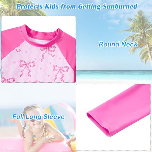 Image of TUONROAD Girls 2 Pieces Rash Guard Swimsuit Long Sleeve Tankini for 4-10 Years