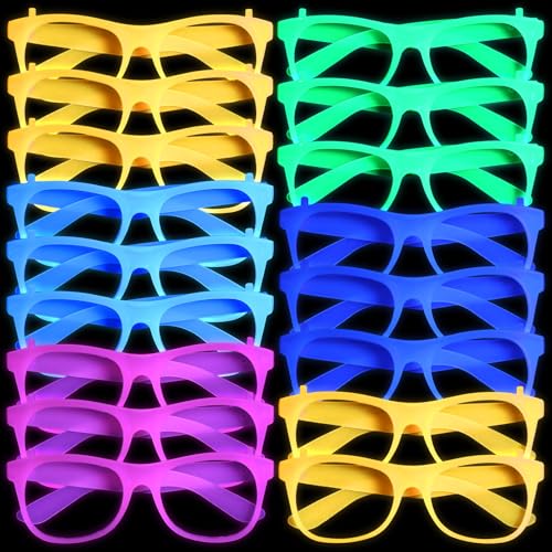 Viozakanry 24 50pcs/24pcs Glow in The Dark Glasses Neon Glasses UV Reactive Black Light Eyewear Glow Bulk Party Supplies for Neon Birthday Wedding Party Concert New Year Carnivals Raves Decorations