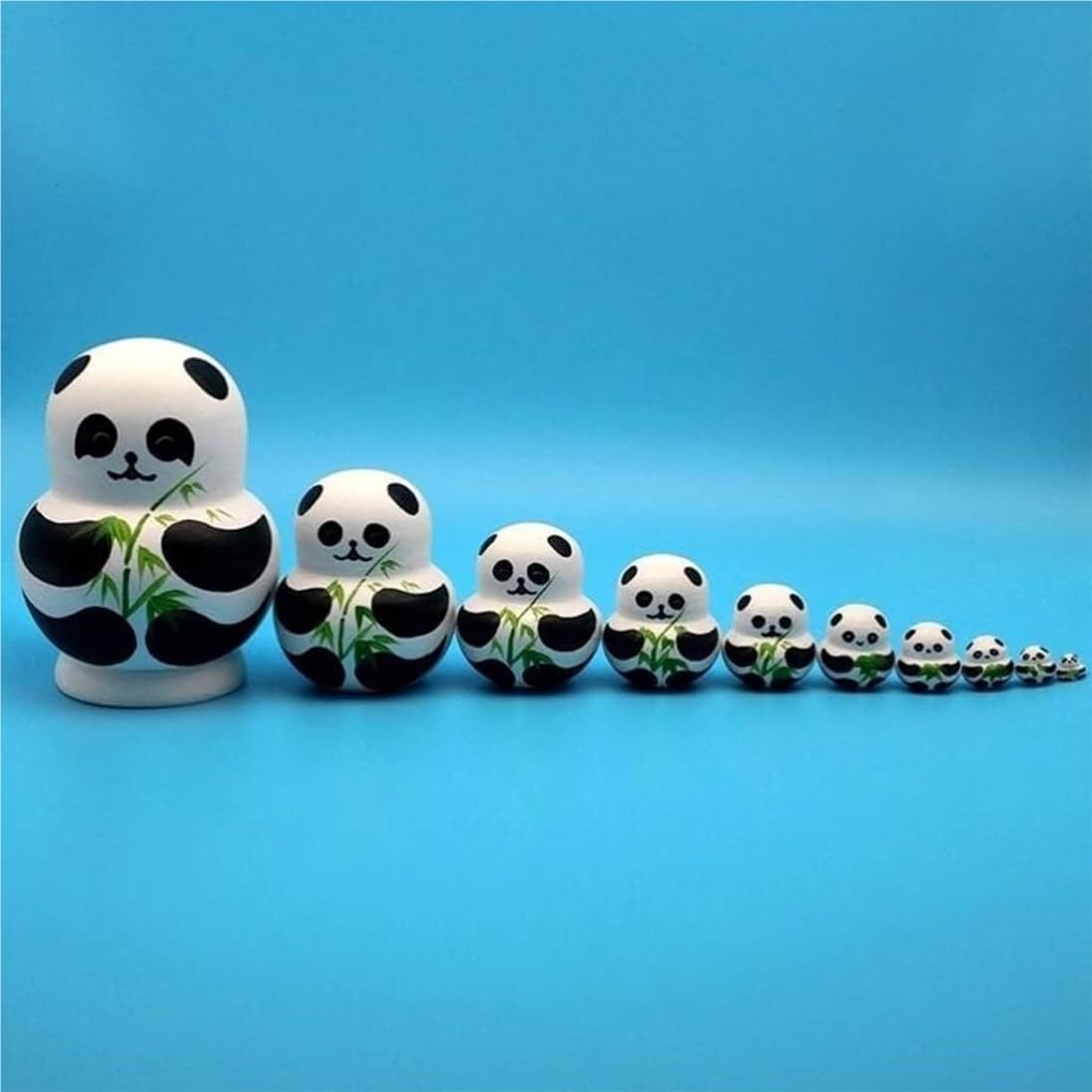 Matrioska 10 Pezzi Bambole Matrioska Panda Russe Nidificanti Carine Fatte A Mano Giocattolo Impilabile