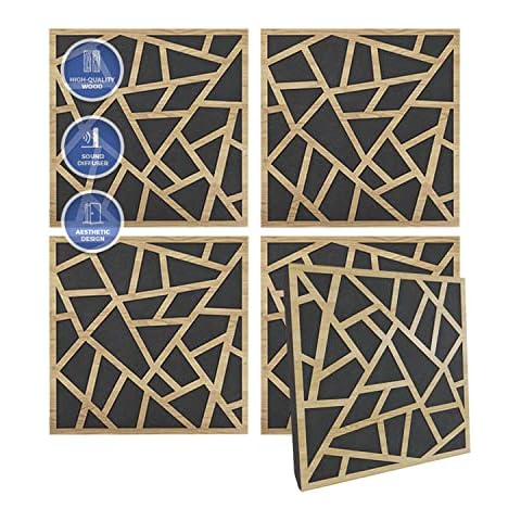 Arrowzoom 1 Diffuse PRO Acoustic Wooden Panel Absorb Sound Reduction Recording High-Density Fire Retardant Euroclass E NRC 0.64 up to 5000Hz Scattering Range Orbit Design 30x30x5cm SD1307 Cover