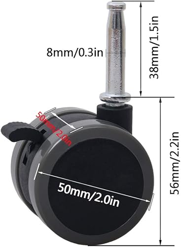 Miniatura 2 de BiVoo Paquete de 4 ruedas giratorias de nailon para cuna, ruedas giratorias de 2 pulgadas con freno, accesorios para ruedas de cuna de bebé, carga