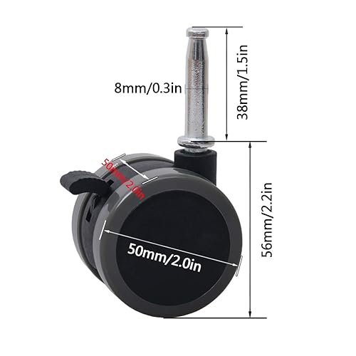 Miniatura 2 de Ruedas giratorias, ruedas de ruedas pesadas, paquete de 4 ruedas giratorias de nailon para cuna de niños, rueda de muebles de 2 pulgadas con freno,