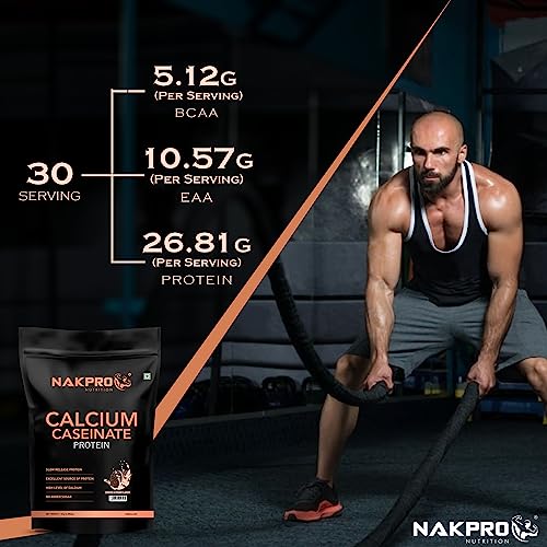 Image of NAKPRO Calcium Caseinate | 26.81g Protein, 5.12g BCAA | Helps in Muscle Recovery | Slow Absorbing, Slow Digesting, Low Carbs Casein Protein Powder (2 Kg, Cookies & Cream)